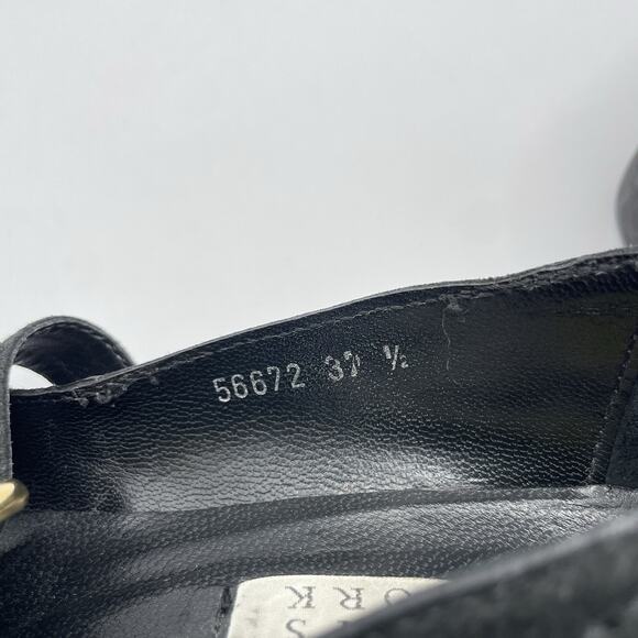 Barneys New York Size 7 Suede Leather Mary Jane Heels Black Y2K Chunky Shoes - Picture 9 of 10